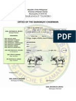 Barangay Carabao Certificate