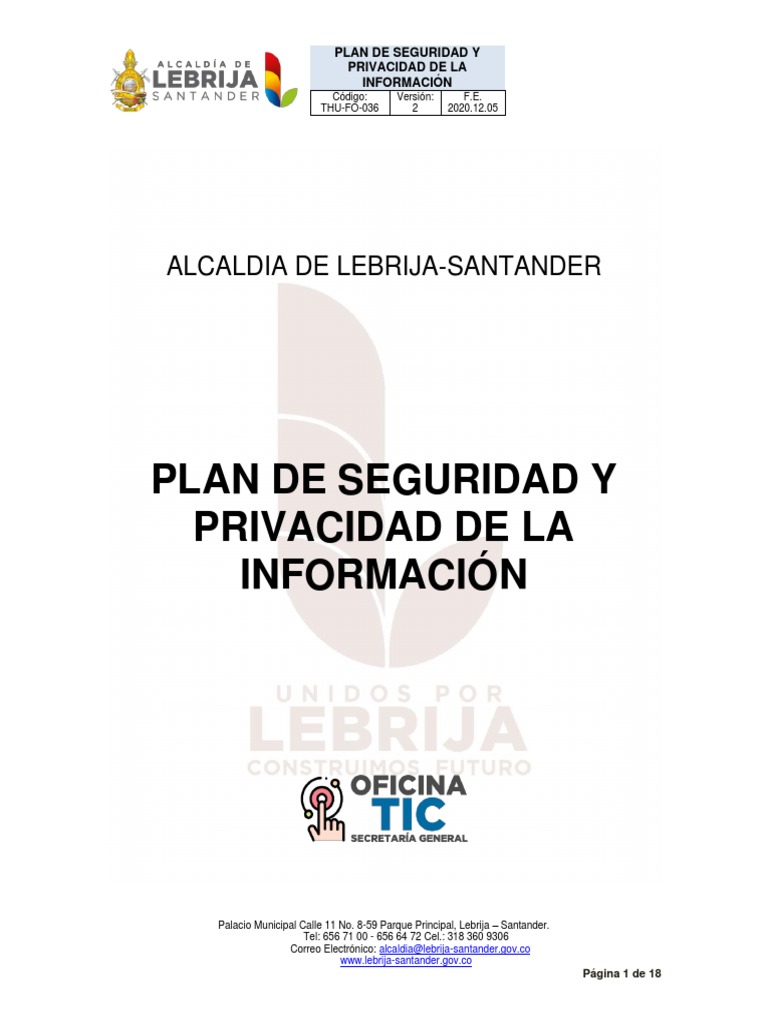 Plan de Seguridad y Privacidad de La Informacion | PDF | Seguridad de ...