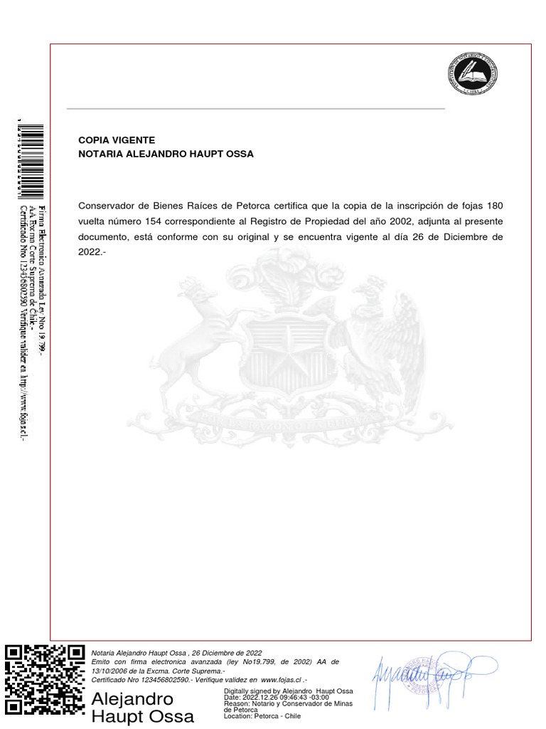 Notaria de Petorca Alejandro Haupt Ossa