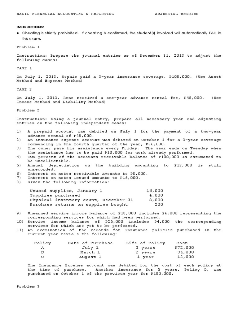Cheating Policy in Accounting Exam | PDF | Debits And Credits | Expense