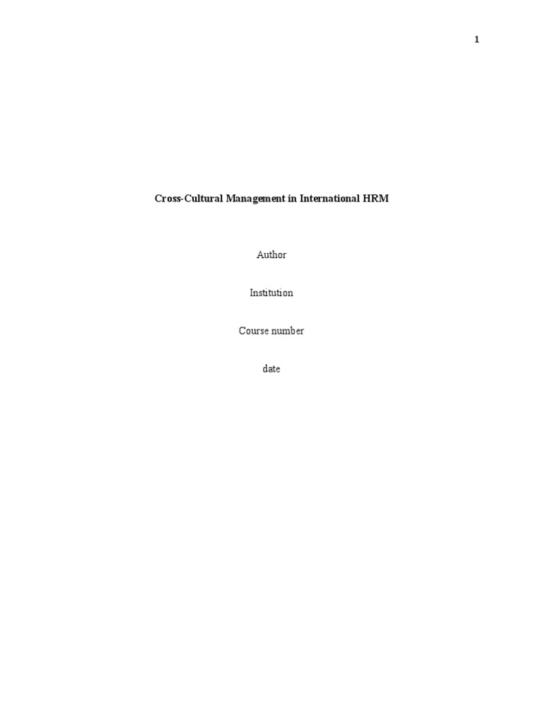 Cross-Cultural Management in IHRM | PDF | Human Resource Management ...