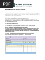 Finalist Small Grants Workplan Template: OBJECTIVE: See Below For What You Should Include in Your Objectives