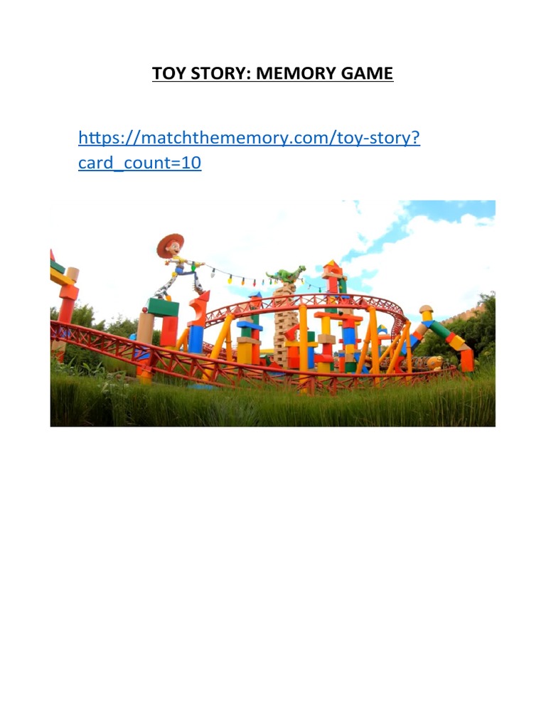 Toy Story Memory Game PDF