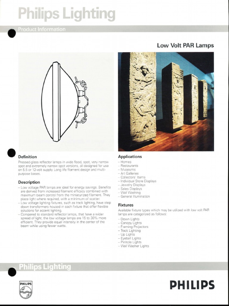 Philips Low Volt PAR Lamp Overview | PDF | Incandescent Light Bulb ...
