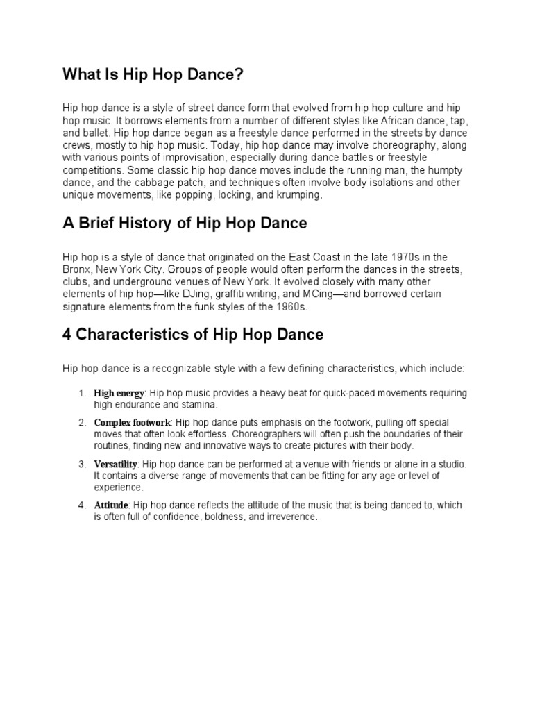What Is Hip Hop Dance | PDF