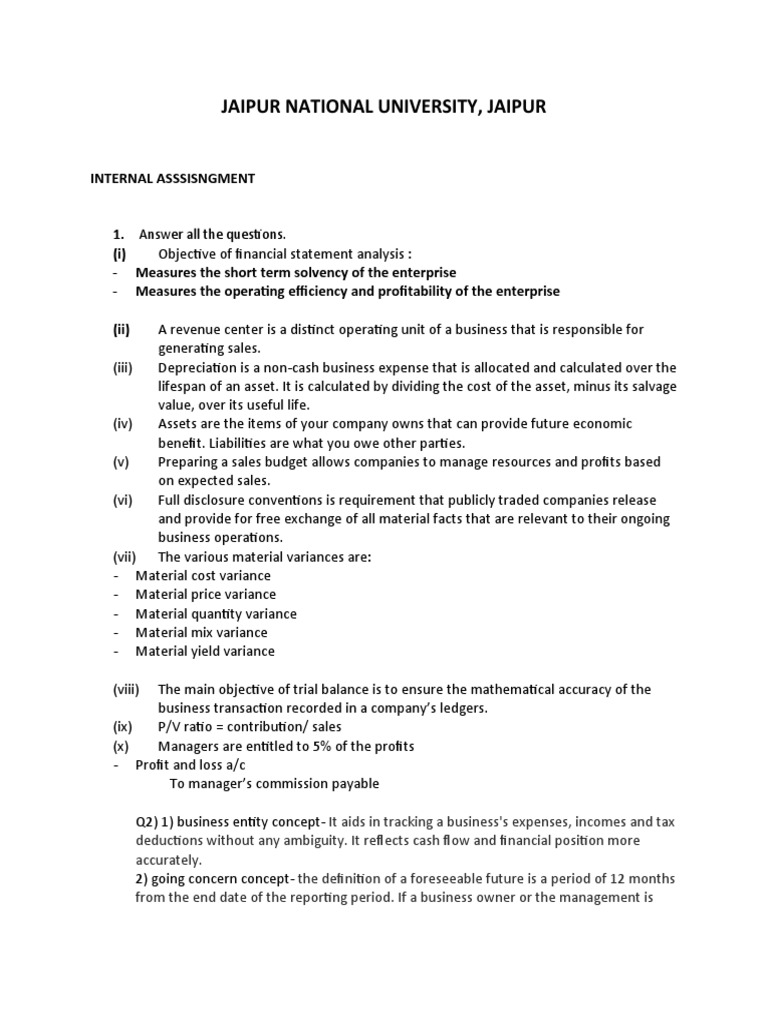 Jaipur National University PDF Depreciation Expense