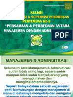 Kuliah Pertemuan Ke-3: Administrasi & Supervisi Pendidikan