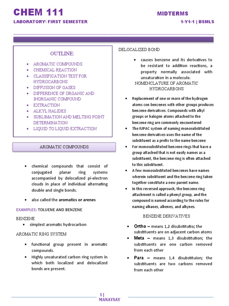 Chem 111 Lab | PDF | Hydrocarbons | Aromaticity