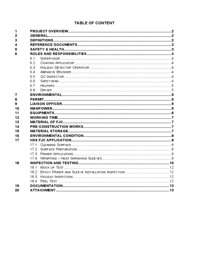 Draft SOP Field Joint Coating Procedure PDF Pipe (Fluid Conveyance
