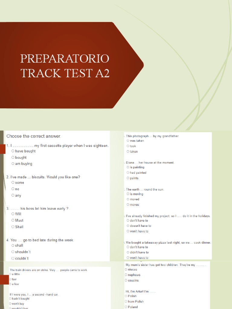 Preparatorio Track Test A2 Actualizado | PDF