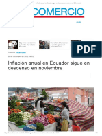 Inflación anual Ecuador desciende noviembre