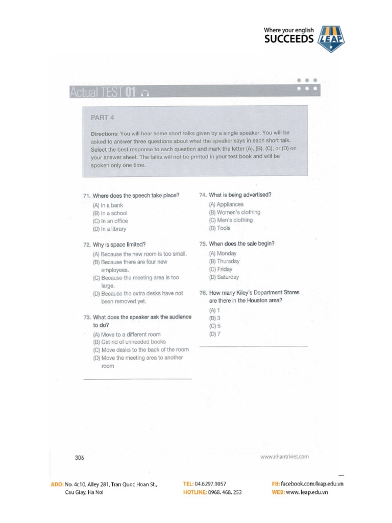 Rainbow Part 4 - Actual Test 1 | PDF