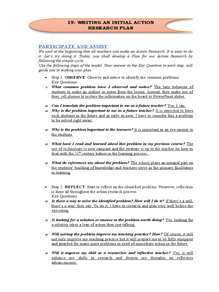 Action Research Plan for FS2 Episode 19 | PDF | Learning | Teachers