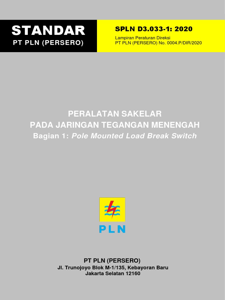 SPLN D3.033-1: Sakelar Tegangan Menengah | PDF | Teknologi & Rekayasa