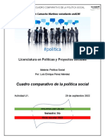 Cuadro Comparativo de La Política Social: Licenciatura en Políticas y Proyectos Sociales