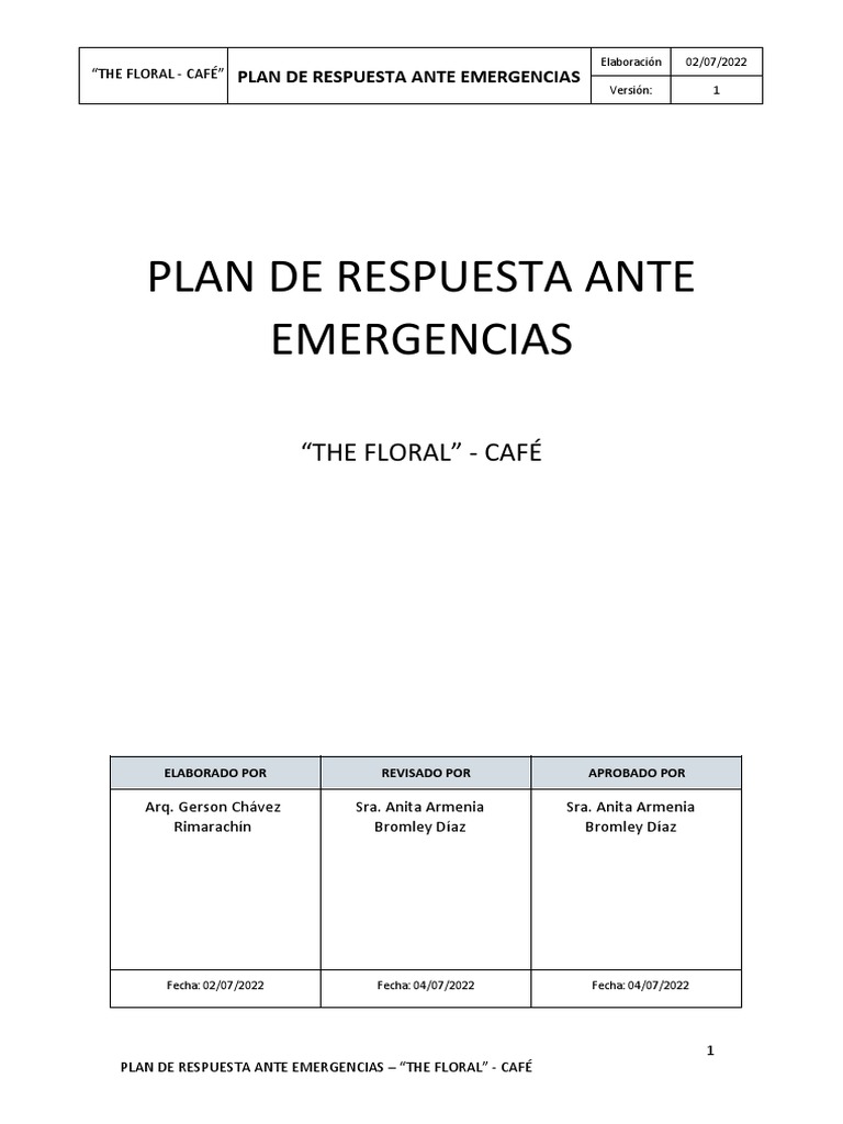 Plan de Emergencias | PDF | Primeros auxilios | Incendios