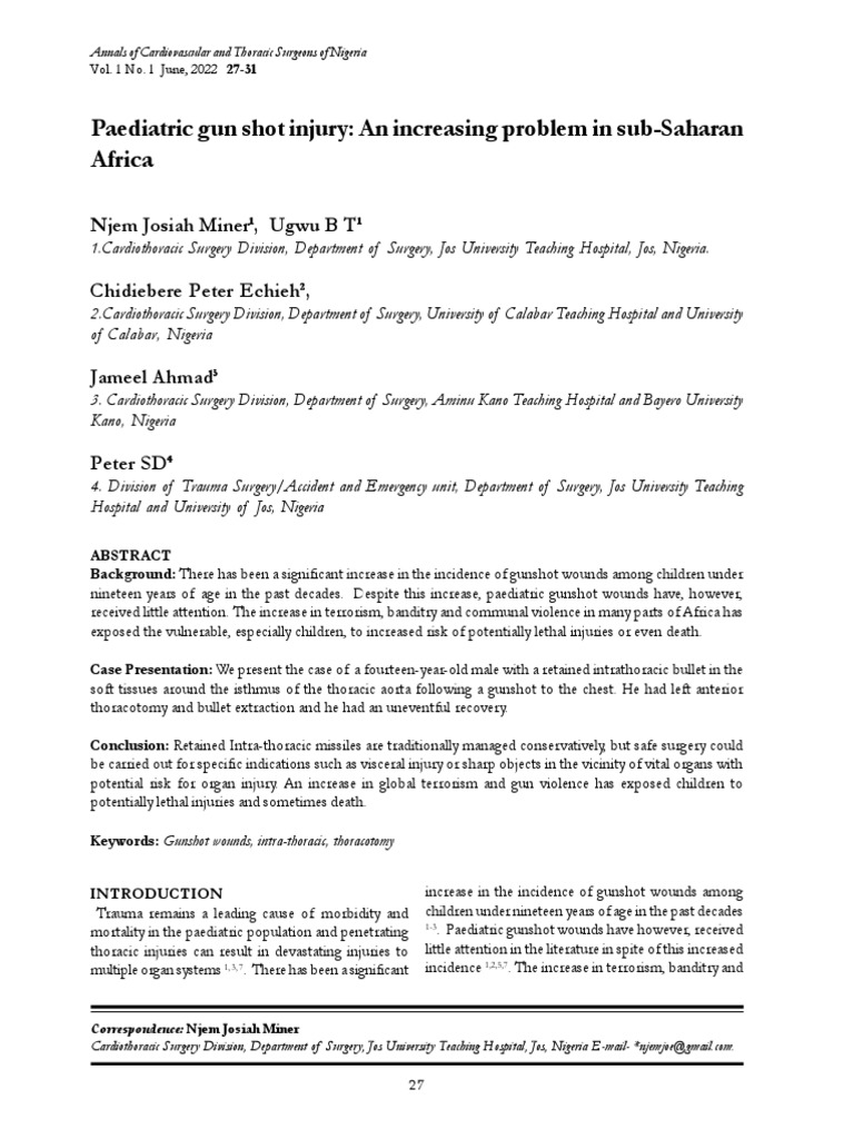 Pediatric Gunshot Crisis in Africa | PDF | Surgery | Injury