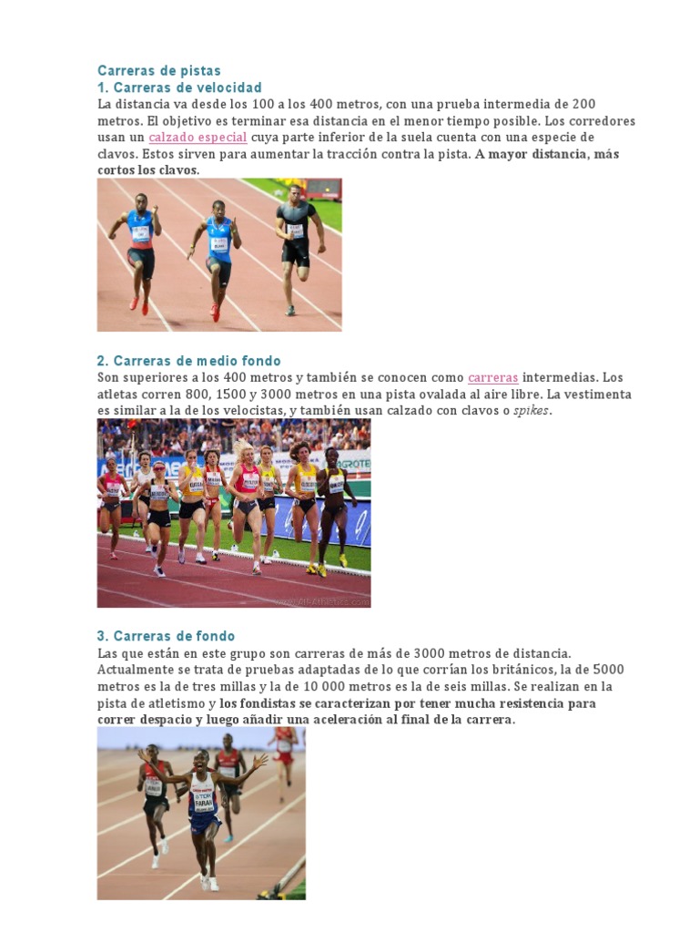 Tipos de Carreras en Pista de Atletismo | PDF | Deporte del atletismo ...