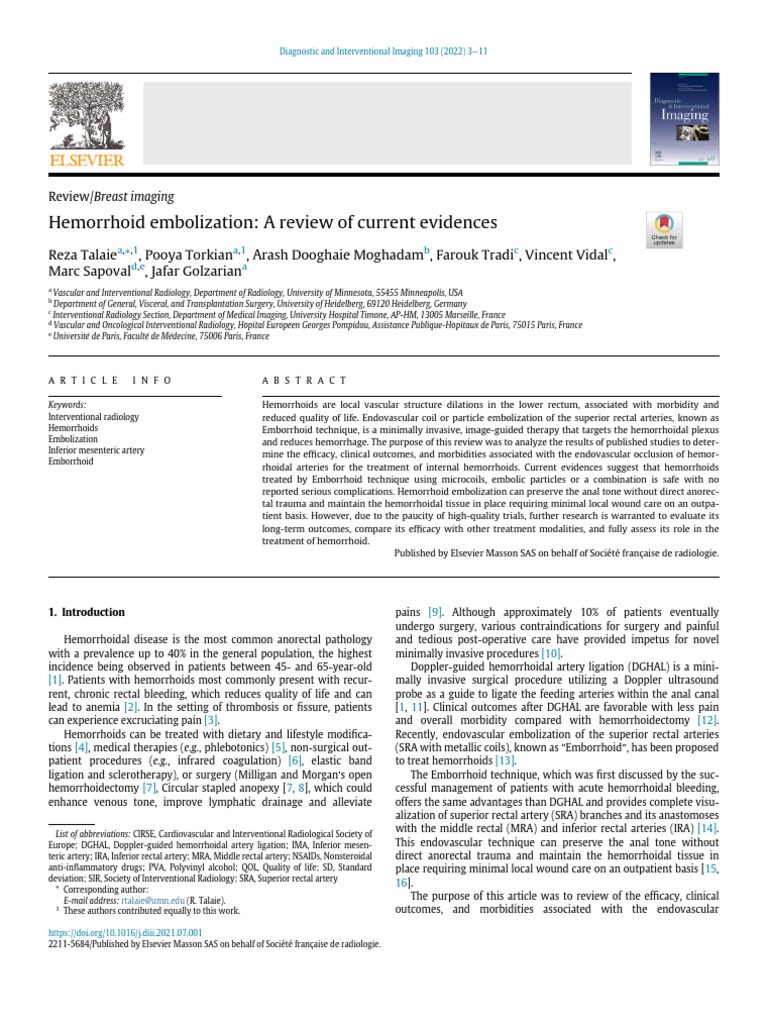 Haemorrhoid ReviewMain PDF Interventional Radiology Hemorrhoid
