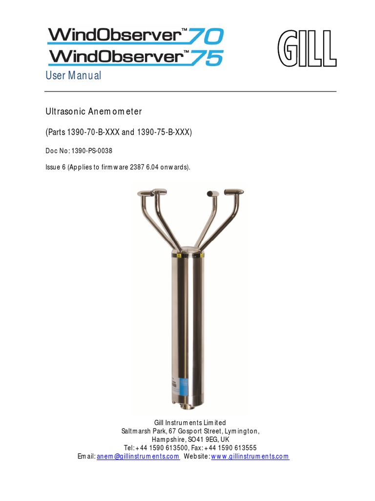 User Manual: Ultrasonic Anemometer ( | PDF | Electrical Connector