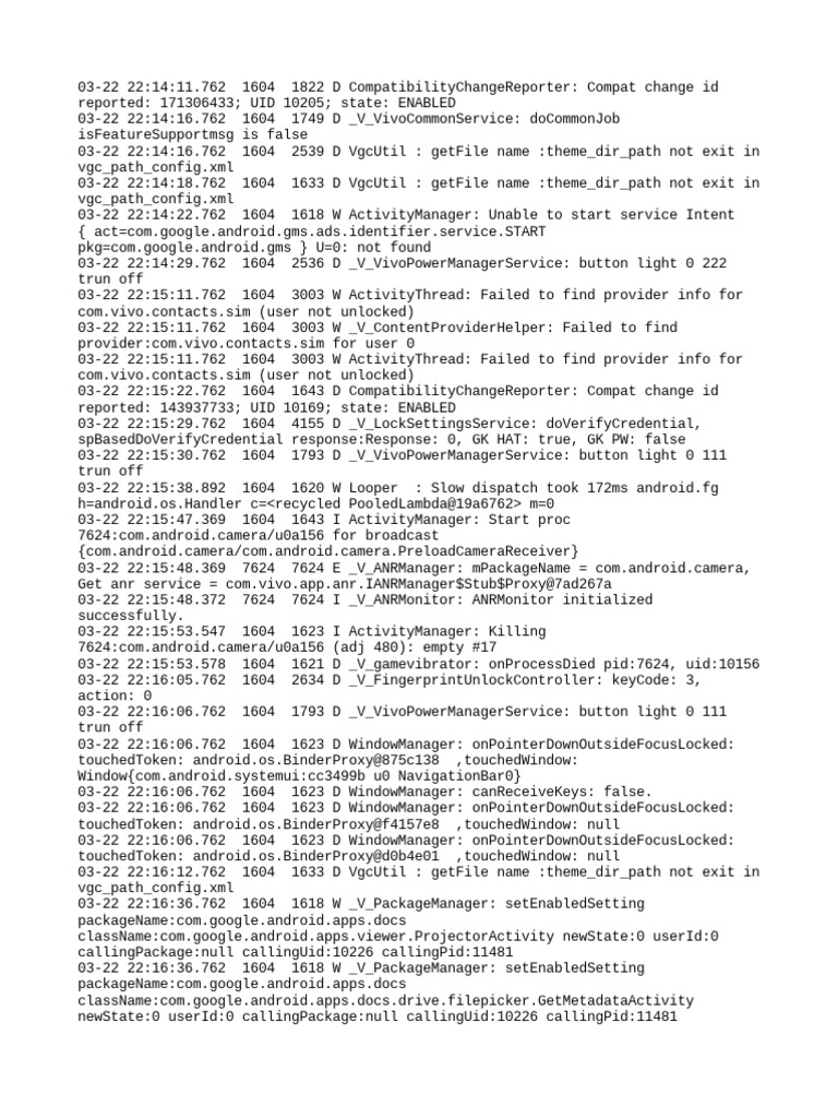 Vivo System Log Analysis | PDF | Software Engineering | Computer ...