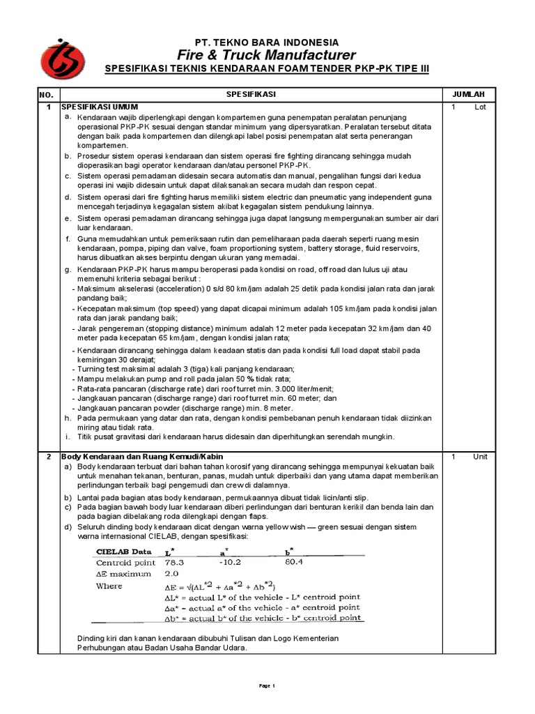 Spesifikasi PKP-PK Type III | PDF