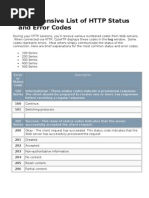 Comprehensive List of HTTP Status and Error Codes: Description