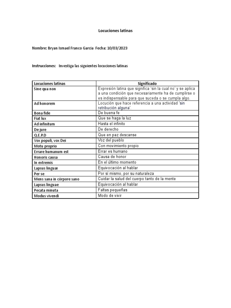 Locuciones Latinas y Significados | PDF | Religión y espiritualidad