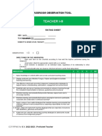 Classroom Observation Tool Rating Sheet