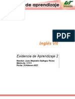 Inglés VII: Evidencia de Aprendizaje 2