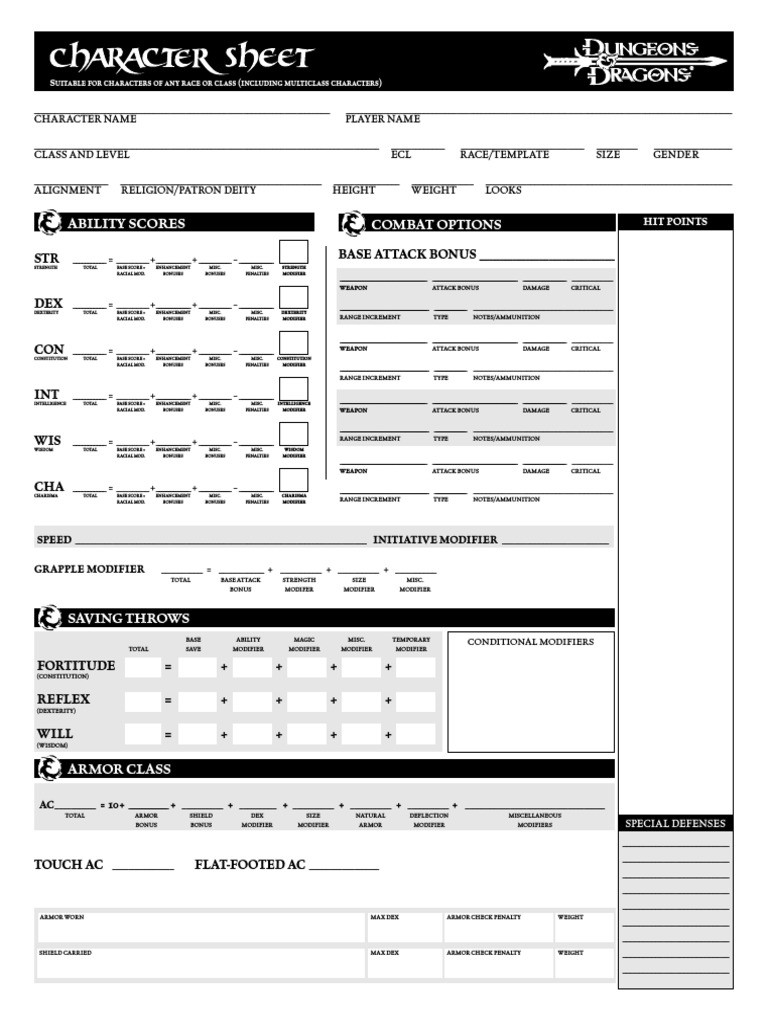 D&amp;D Character Sheets | PDF