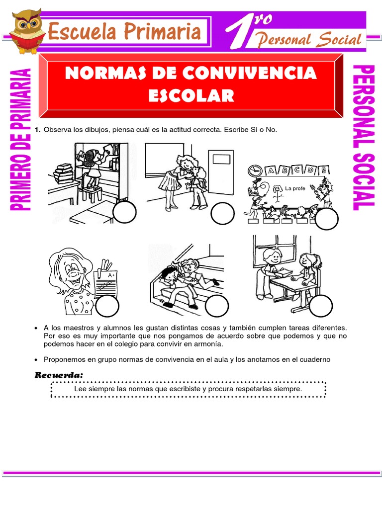 Normas de Convivencia Escolar para Primaria | PDF | Relaciones ...