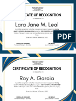 Blue Ivory Modern Professional Recognition Certificate
