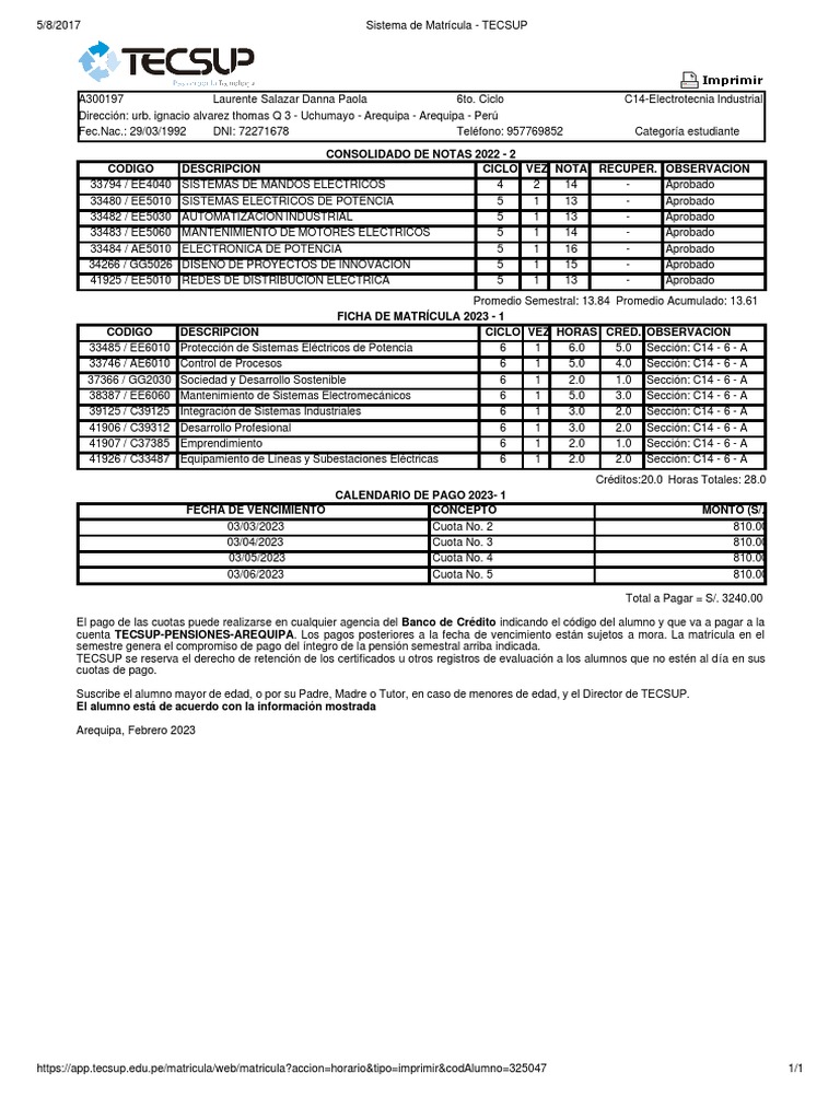 Sistema De Matricula