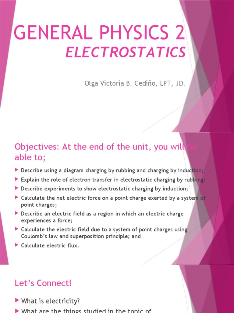 General Physics 2 Electrostatics Pdf Electric Charge Force