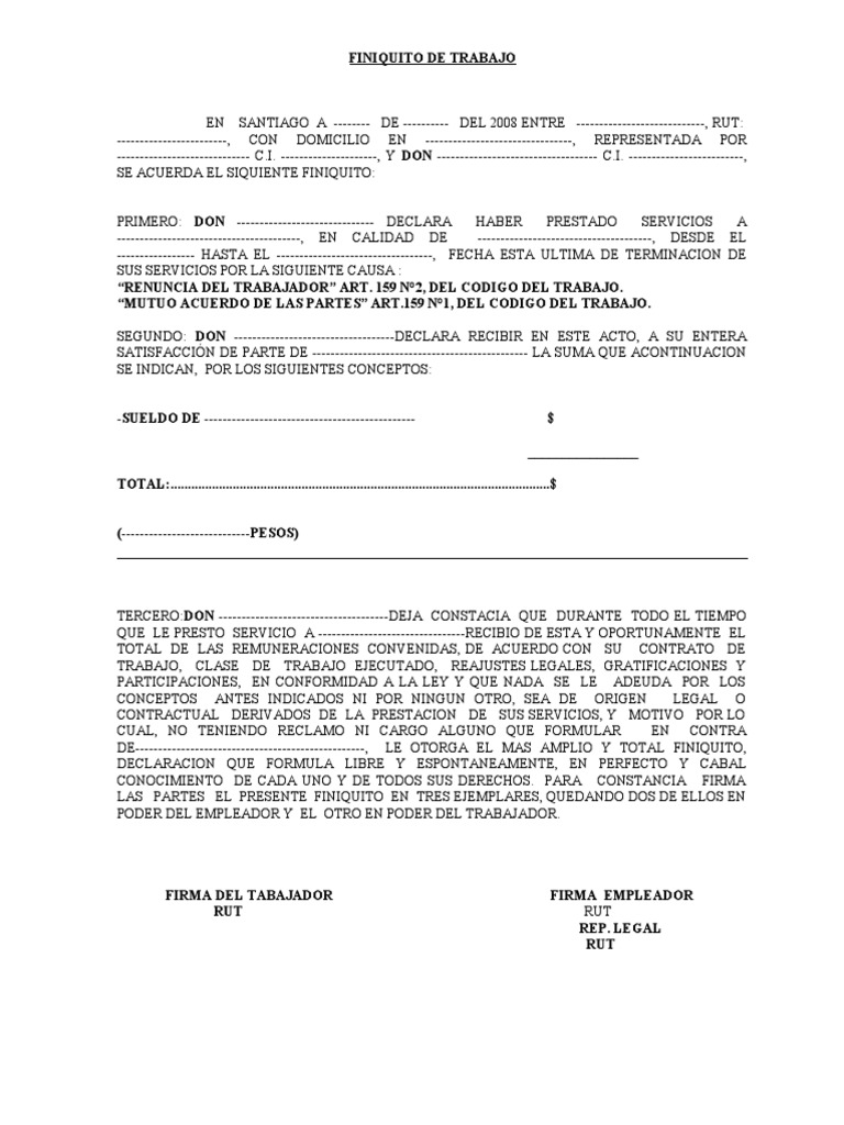 Modelo de Finiquito Laboral | PDF | Justicia | Crimen y violencia