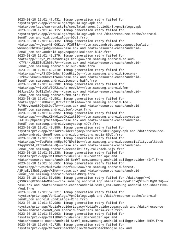 Idmap Generation Retry Failures Log | PDF | Android (Robot) | Android ...