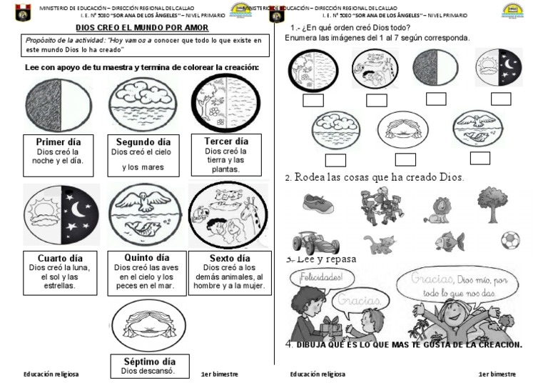 Fichas de la Creación de Dios para Niños | PDF | Relaciones personales ...
