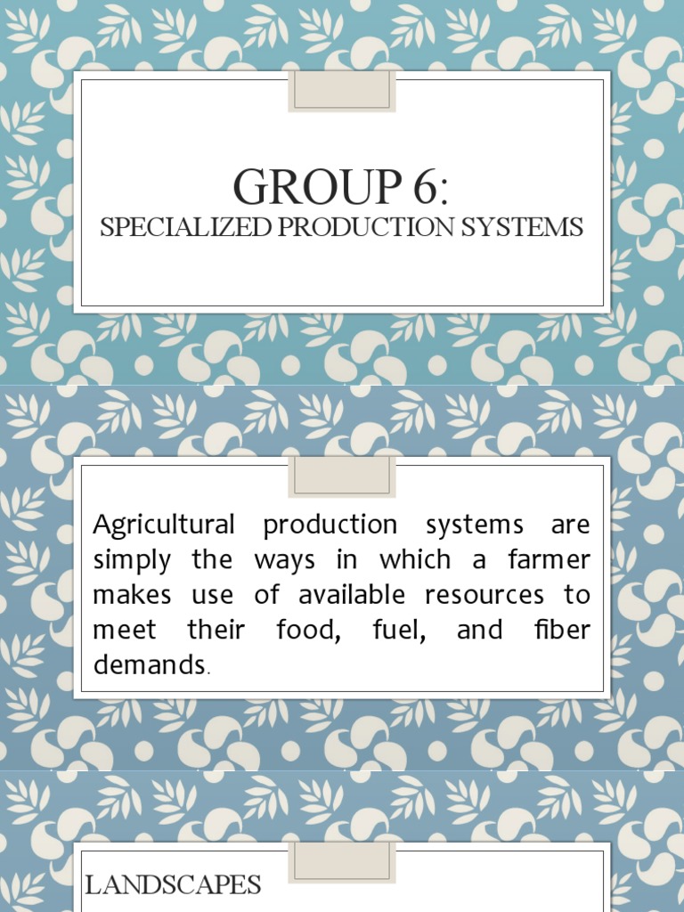 Specialized Agricultural Production Systems | PDF | Agriculture ...