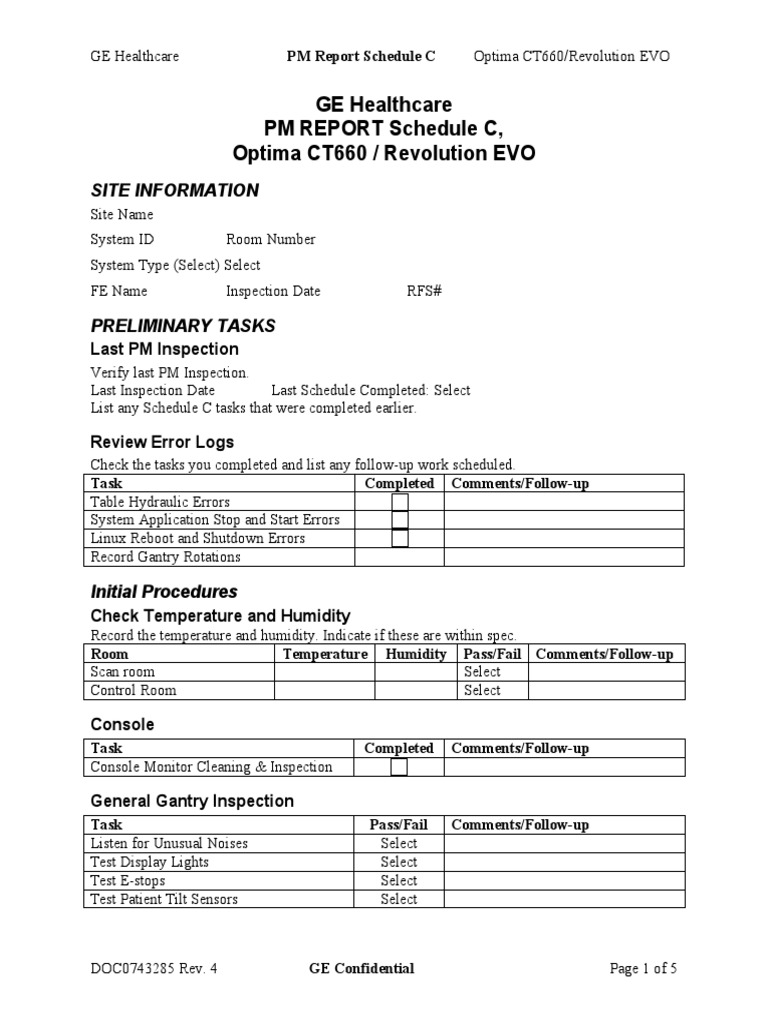 GE Healthcare PM Report: Optima CT660/EVO | PDF | Bearing (Mechanical ...