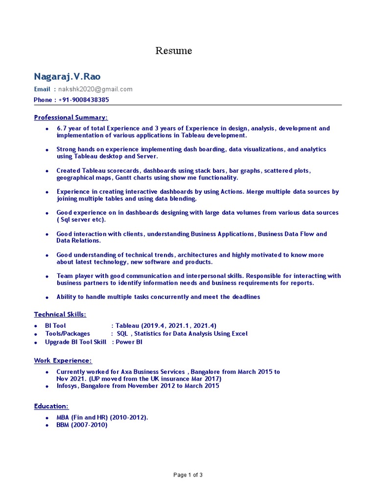 Resume Template For IT PDF