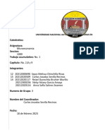 Catedratico: Asignatura: Seccion: Trabajo Acumulativo: No. 1 Capitulo: No. 2,8 y 9 Integrantes