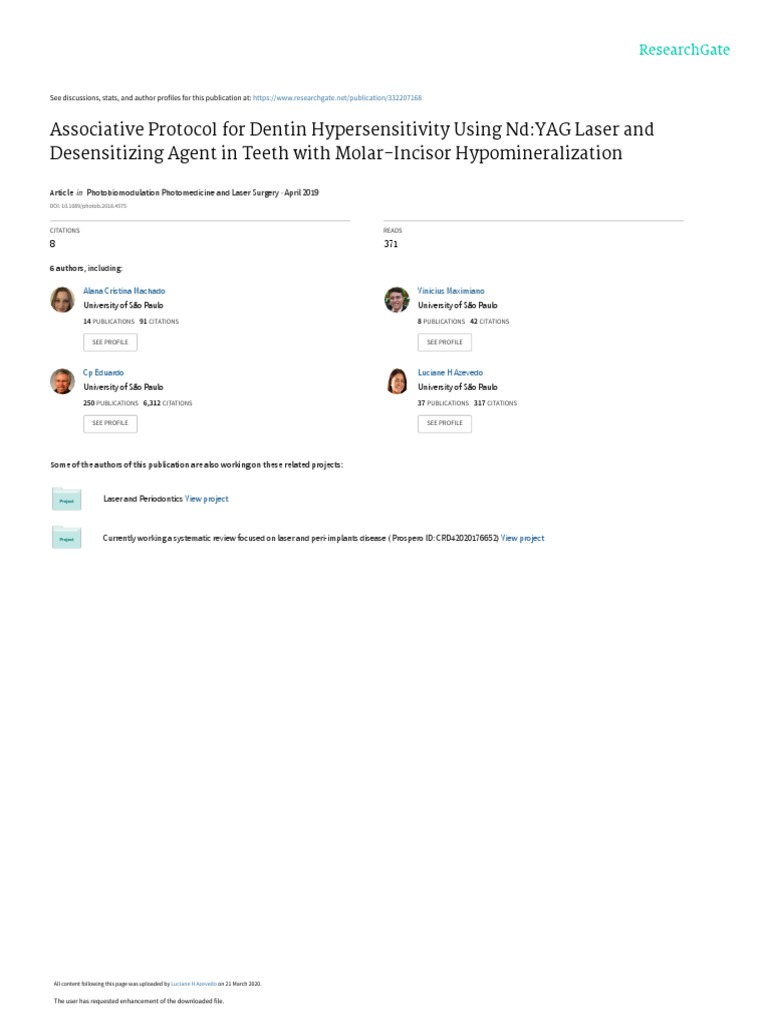 Associative Protocol For Dentin Hypersensitivity Using NdYAG Laser and