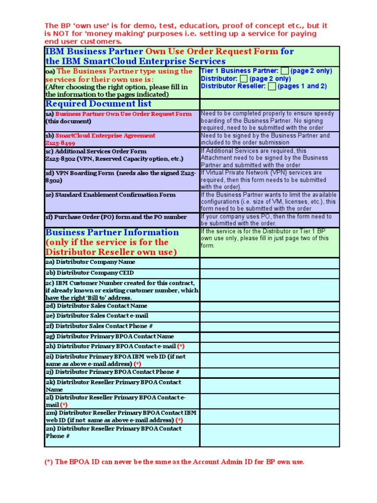 IBM Business Partner Own Use Form | PDF | Email Address | Email