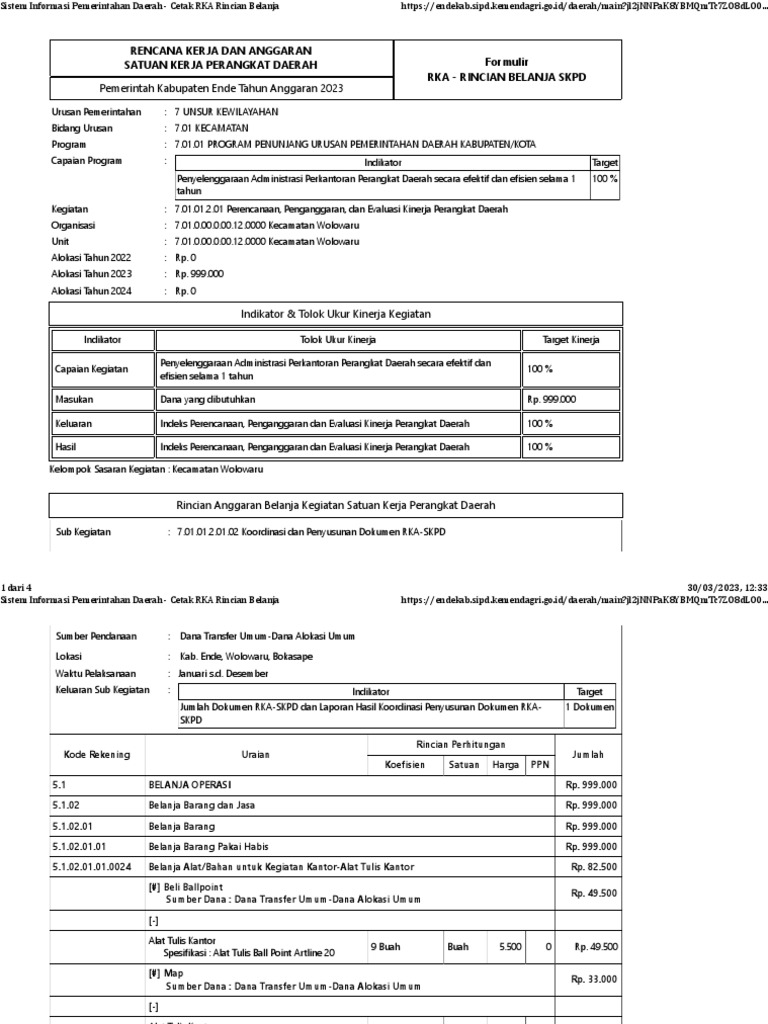 Rincian Belanja | PDF