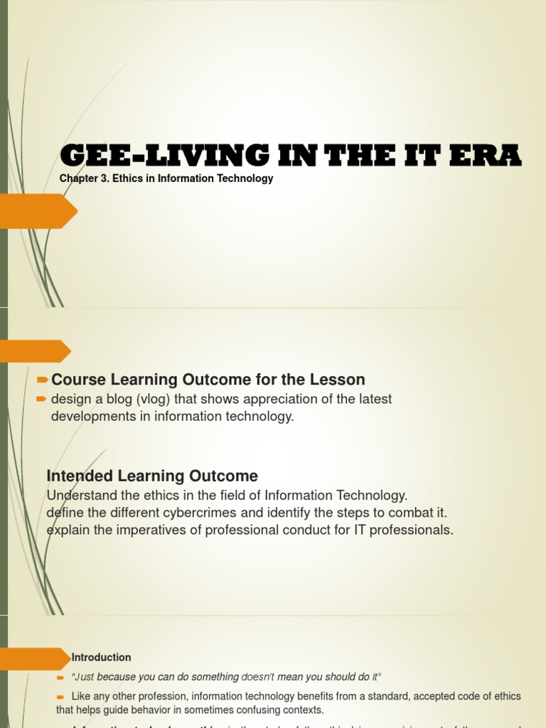Chapter 3 Ethics In Information Technology Download Free Pdf