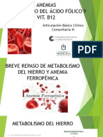 Anemias Metabolismo Del Ácido Fólico Y VIT. B12: Articulación Básico Clínico Comunitaria III