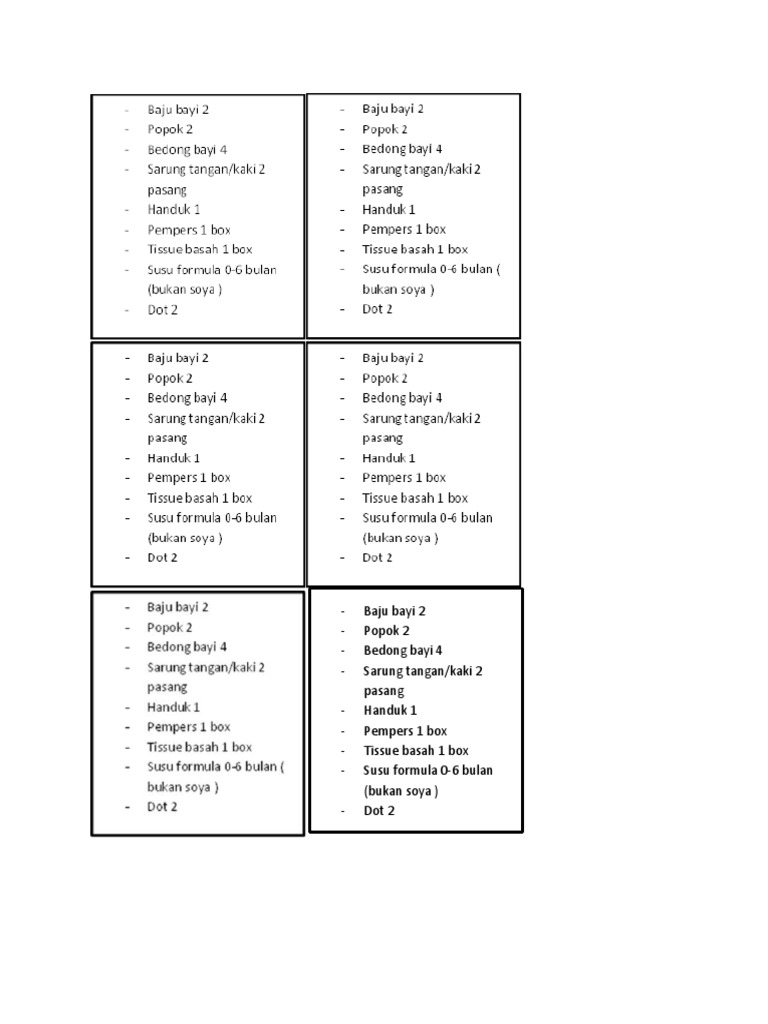 Perlengkapan Tinggal Bayi | PDF