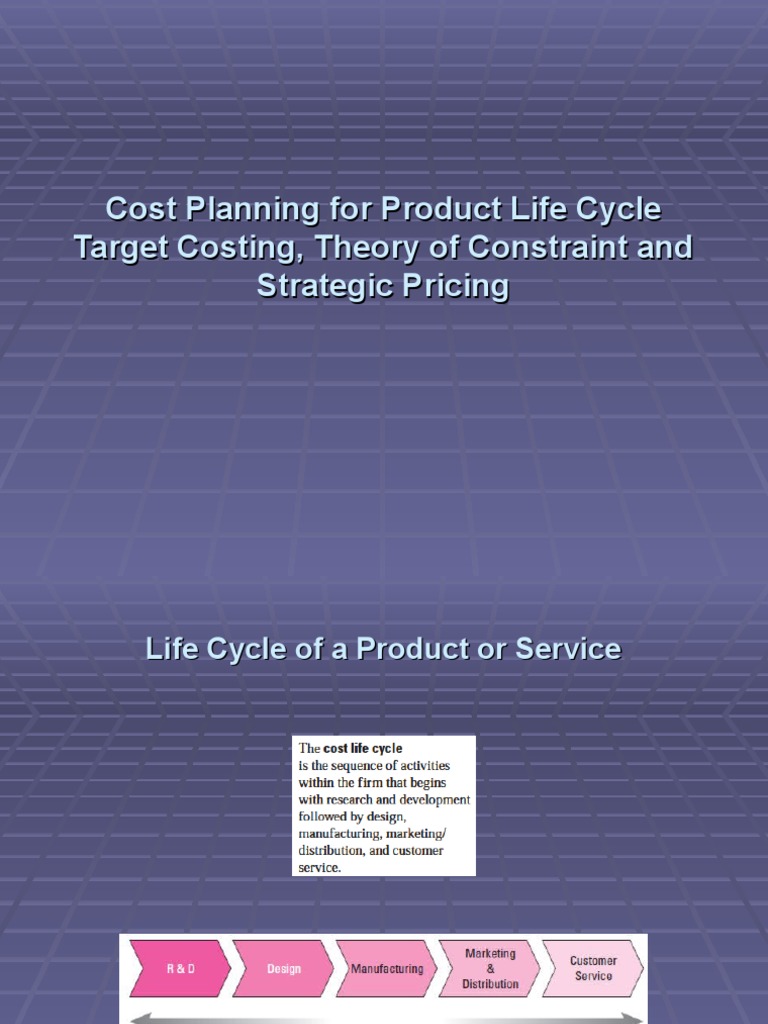Cost Planning For Product Life Cycle, Target Costing, Theory of ...