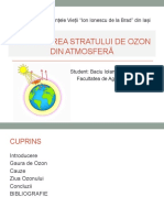 Distrugerea Stratului de Ozon Din Atmosferă: Universitatea de Științele Vieții "Ion Ionescu de La Brad" Din Iași